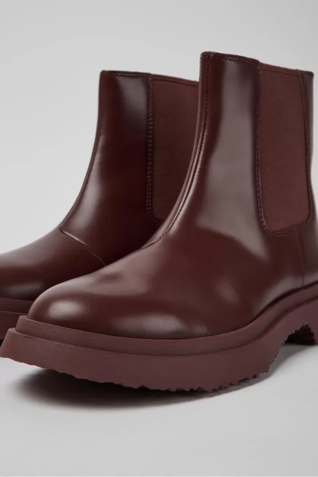 Ankle Boots Women Camper Walden Burgundy Leather Boots