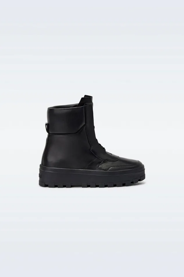 Ankle Boots Women Mackage EKONW Leather Midcalf Laceup Boots Black