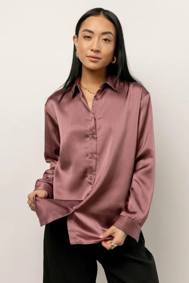 Apollo Button Up In Mauve 8211 FINAL SALE Mauve Women Bohme Tops