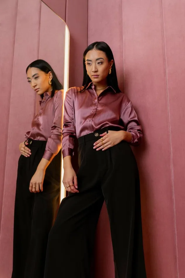 Apollo Button Up In Mauve 8211 FINAL SALE Mauve Women Bohme Tops