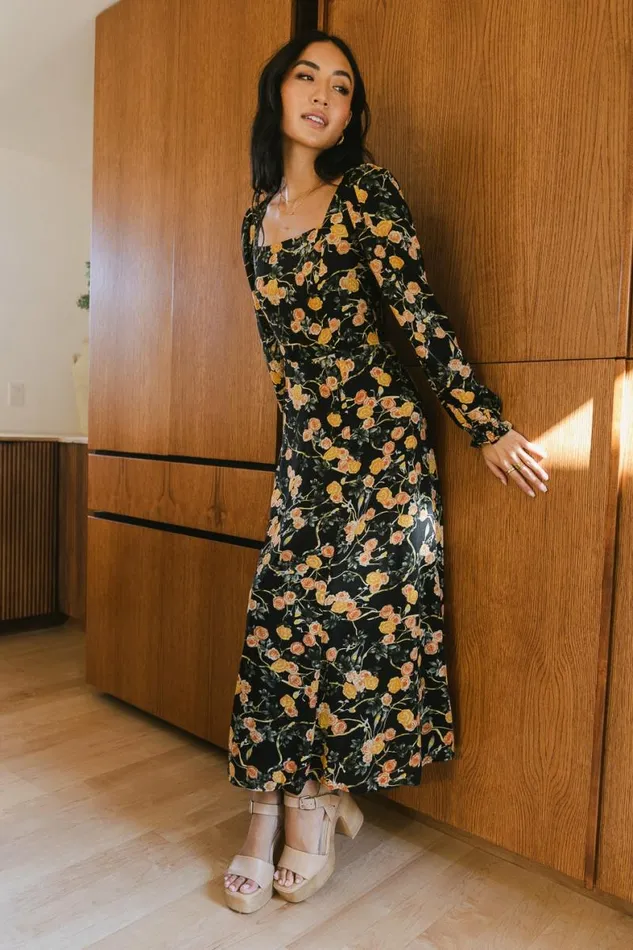 Ariah Floral Dress Black Women Bohme Dresses