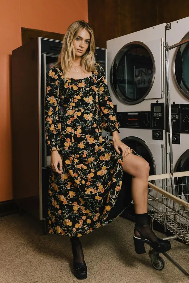 Ariah Floral Dress Black Women Bohme Dresses