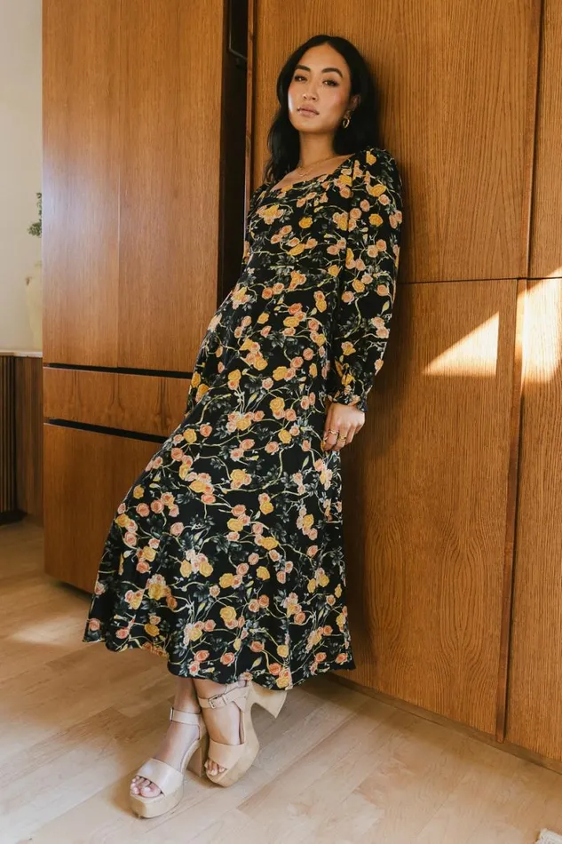 Ariah Floral Dress Black Women Bohme Dresses