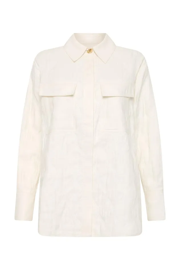 Ashlar Quilted Shirt Jacket Ivory Women Aje Blazers Jackets 038 Coats