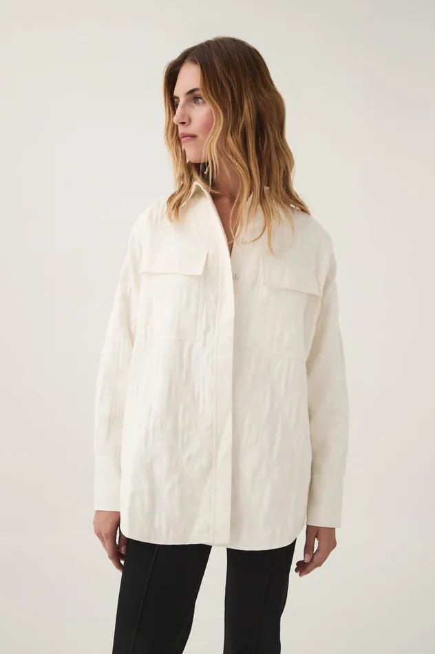Ashlar Quilted Shirt Jacket Ivory Women Aje Blazers Jackets 038 Coats