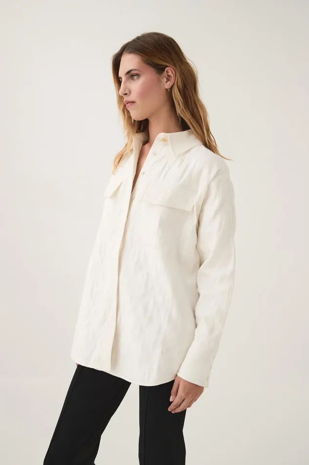 Ashlar Quilted Shirt Jacket Ivory Women Aje Blazers Jackets 038 Coats