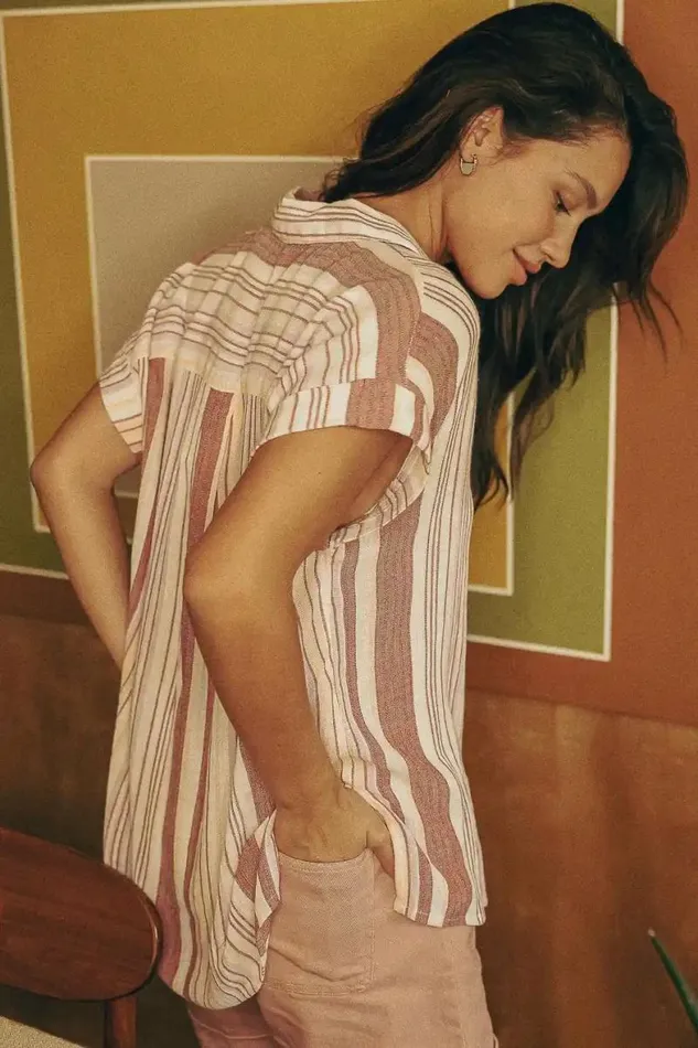 Audrey Button Up 8211 FINAL SALE Pink Women Bohme Tops
