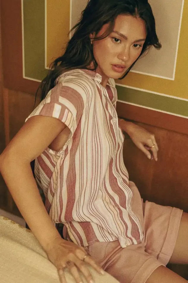 Audrey Button Up 8211 FINAL SALE Pink Women Bohme Tops