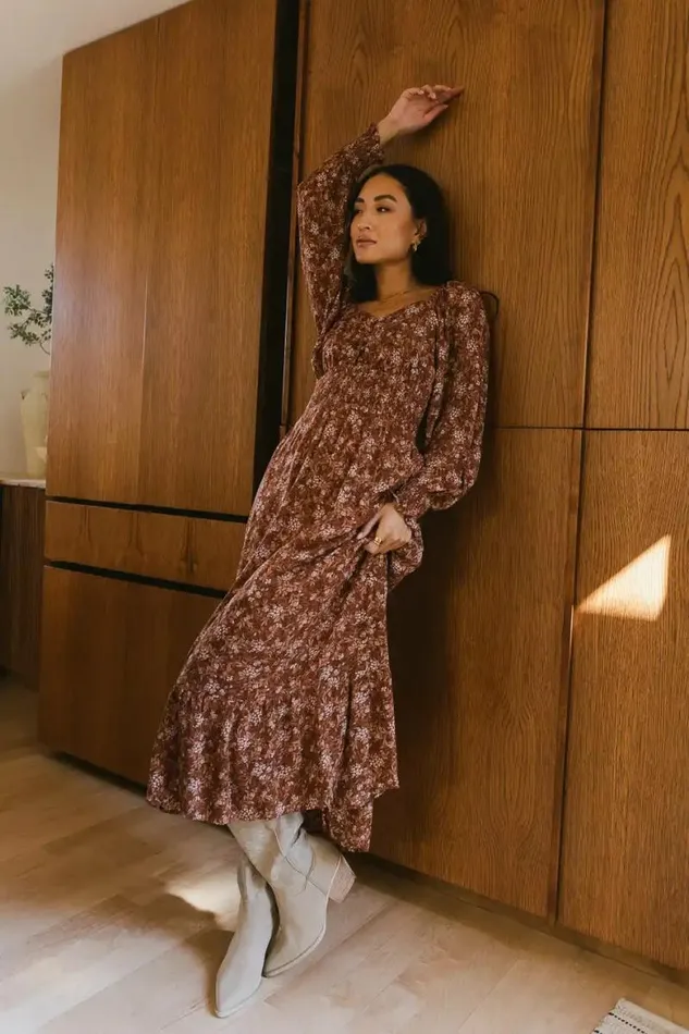 Avalon Floral Maxi Dress Brick Women Bohme Dresses