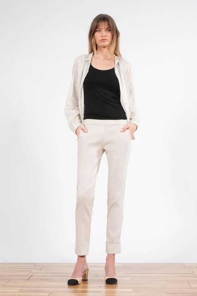 Avenue Montaigne BEN Linen Oatmeal Women Pants