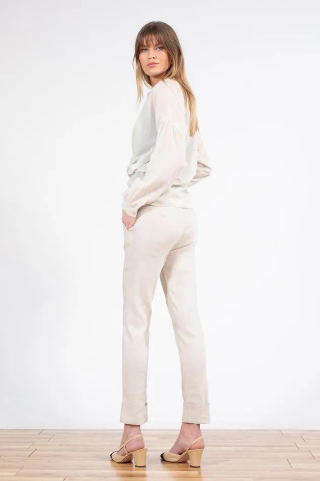 Avenue Montaigne BEN Linen Oatmeal Women Pants Avenue Montaigne BEN Linen Oatmeal Women Pants