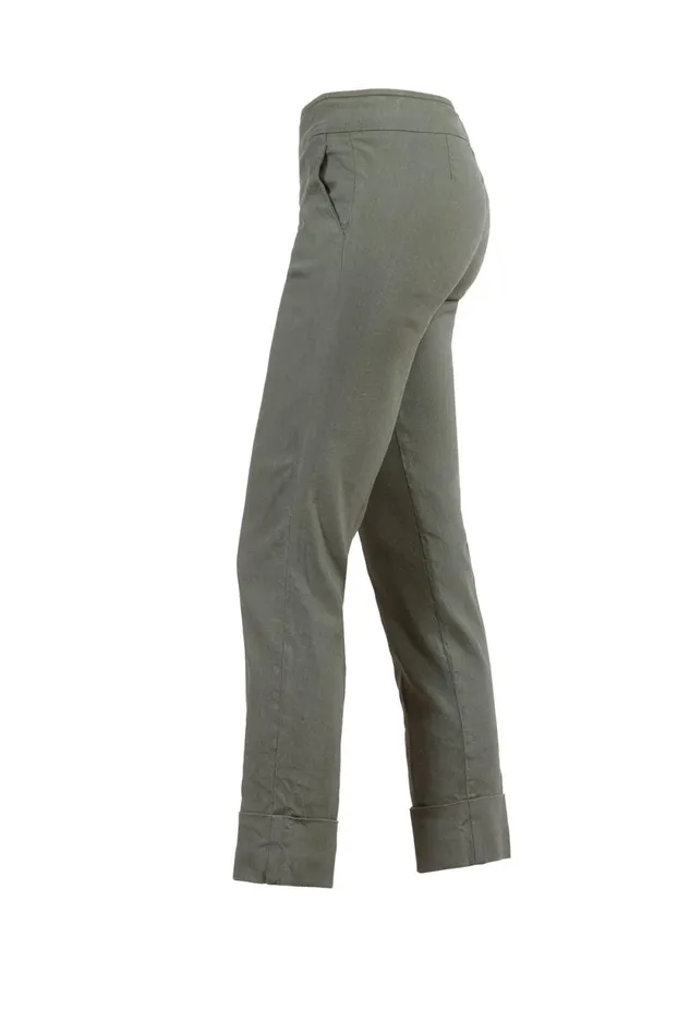 Avenue Montaigne BEN Linen Olive Green Women Pants