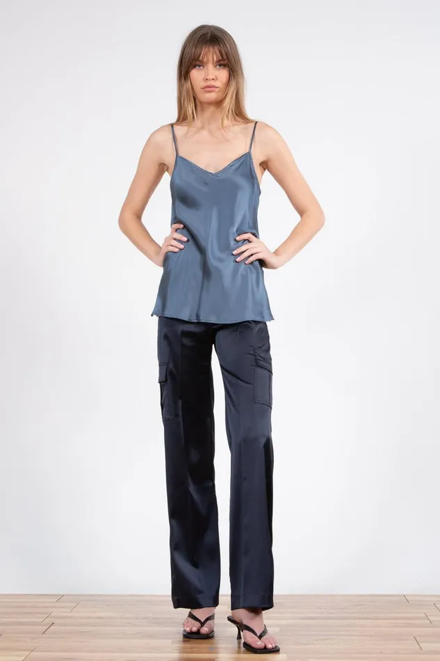 Avenue Montaigne ECLIPSE Satin Navy Women Pants