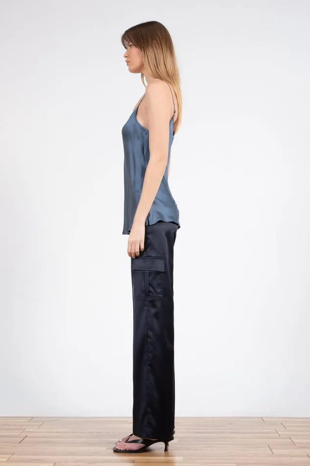 Avenue Montaigne ECLIPSE Satin Navy Women Pants