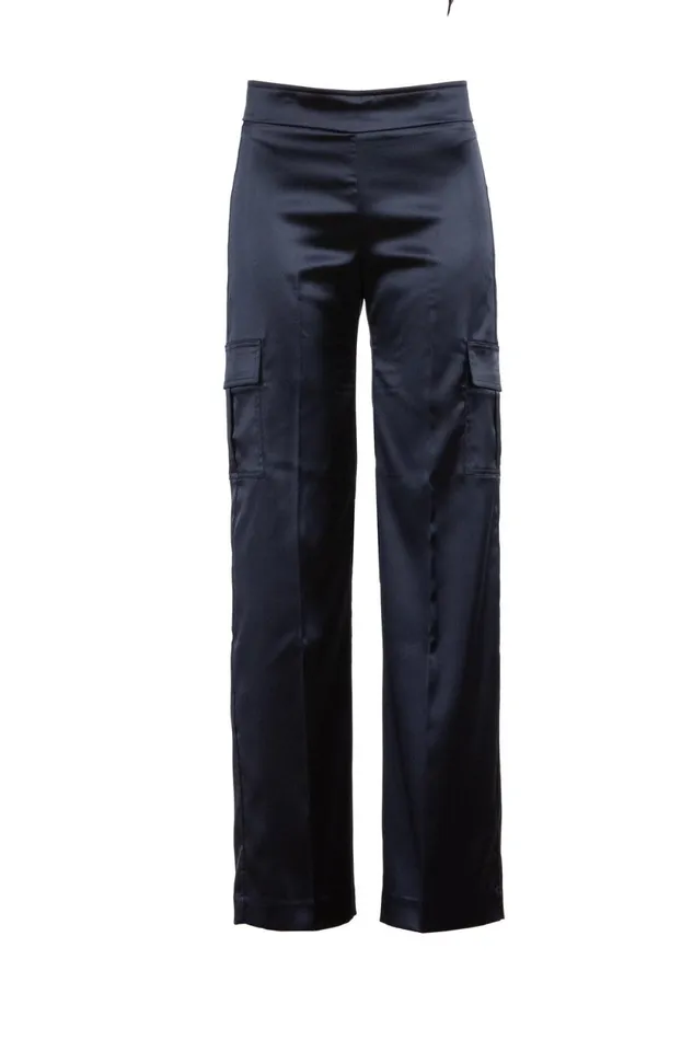 Avenue Montaigne ECLIPSE Satin Navy Women Pants