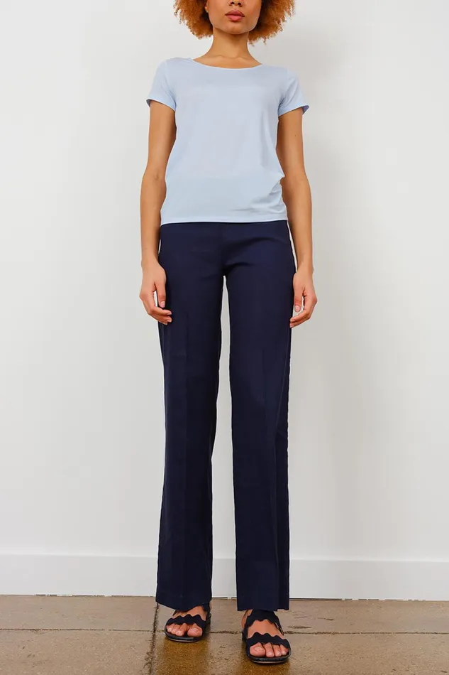 Avenue Montaigne FLAVIA Linen Navy Women Pants