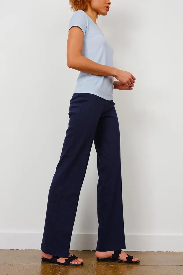 Avenue Montaigne FLAVIA Linen Navy Women Pants