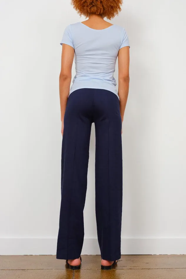Avenue Montaigne FLAVIA Linen Navy Women Pants