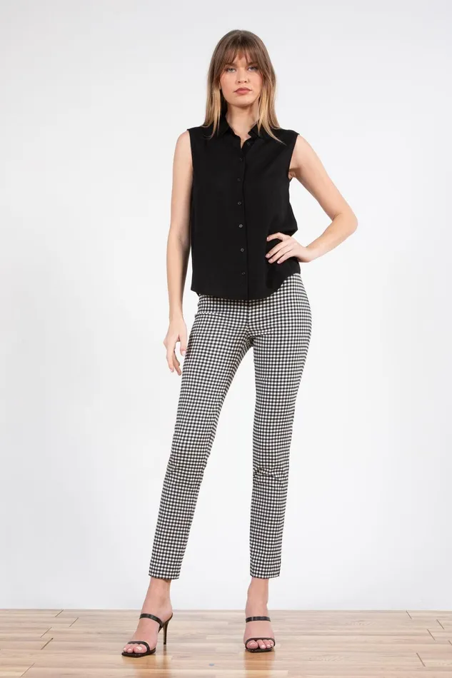 Avenue Montaigne PARS Check Black Women Pants