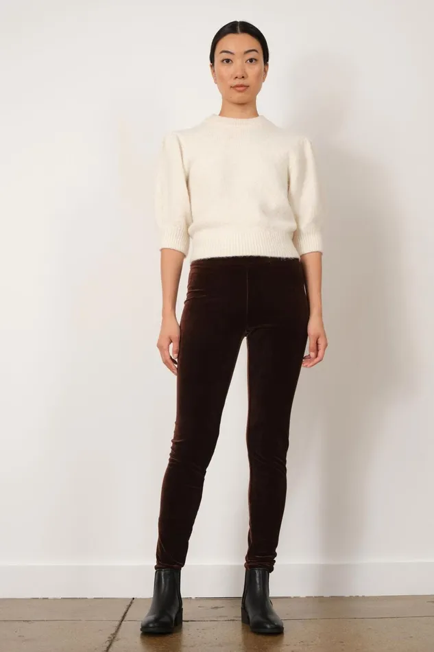 Avenue Montaigne PULL ON SKINNY Velvet Brown Women Pants