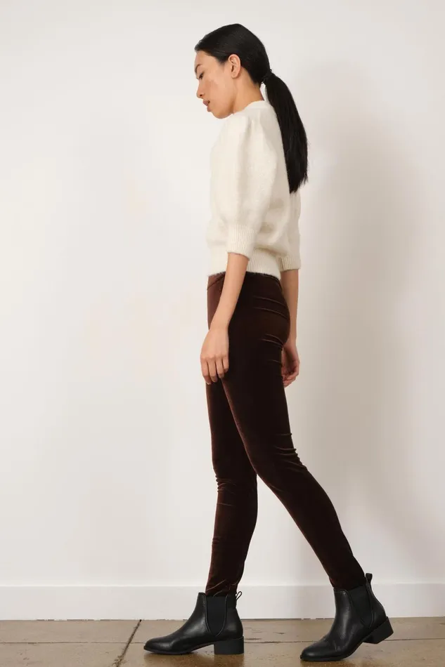 Avenue Montaigne PULL ON SKINNY Velvet Brown Women Pants