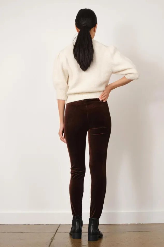 Avenue Montaigne PULL ON SKINNY Velvet Brown Women Pants