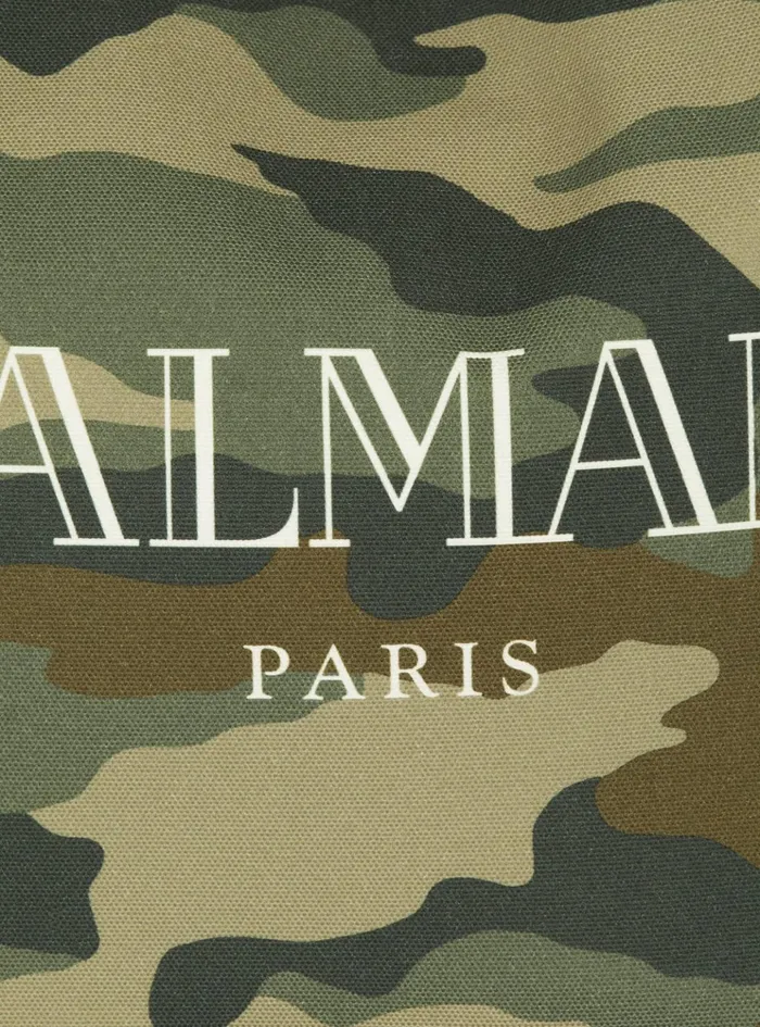 BArmy Grocery Bag In Camouflage Print Canvas Khaki Men Balmain Bags And Backpacks