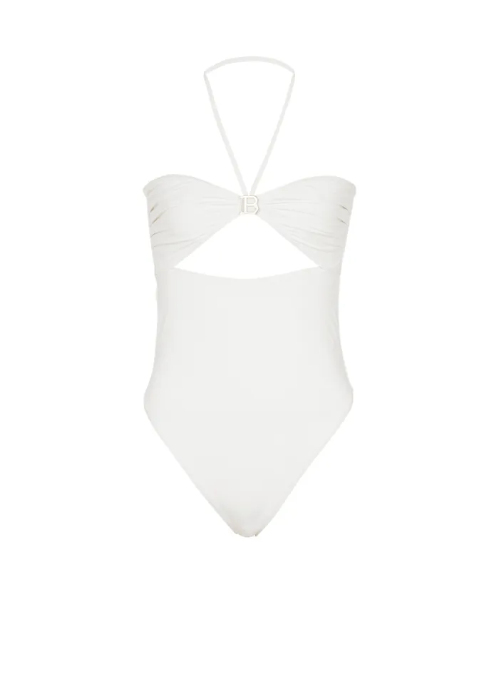 B Bandeau Swimsuit White Women Balmain Swimwear