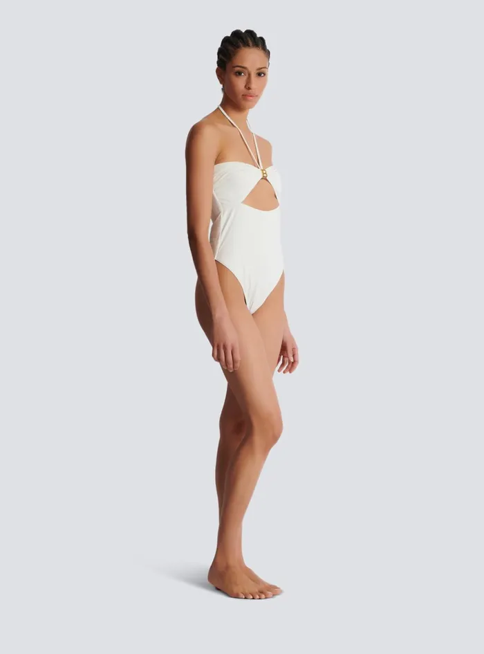 B Bandeau Swimsuit White Women Balmain Swimwear
