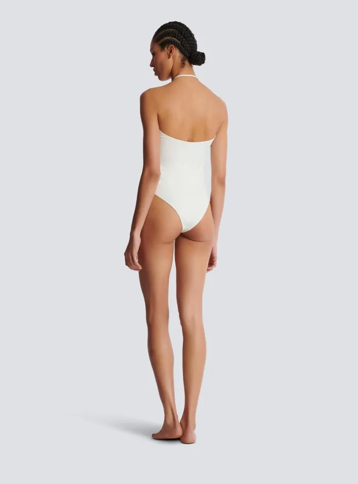 B Bandeau Swimsuit White Women Balmain Swimwear