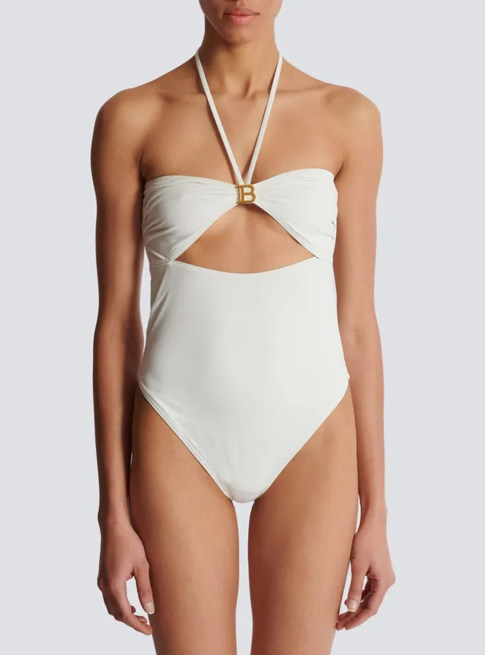 B Bandeau Swimsuit White Women Balmain Swimwear