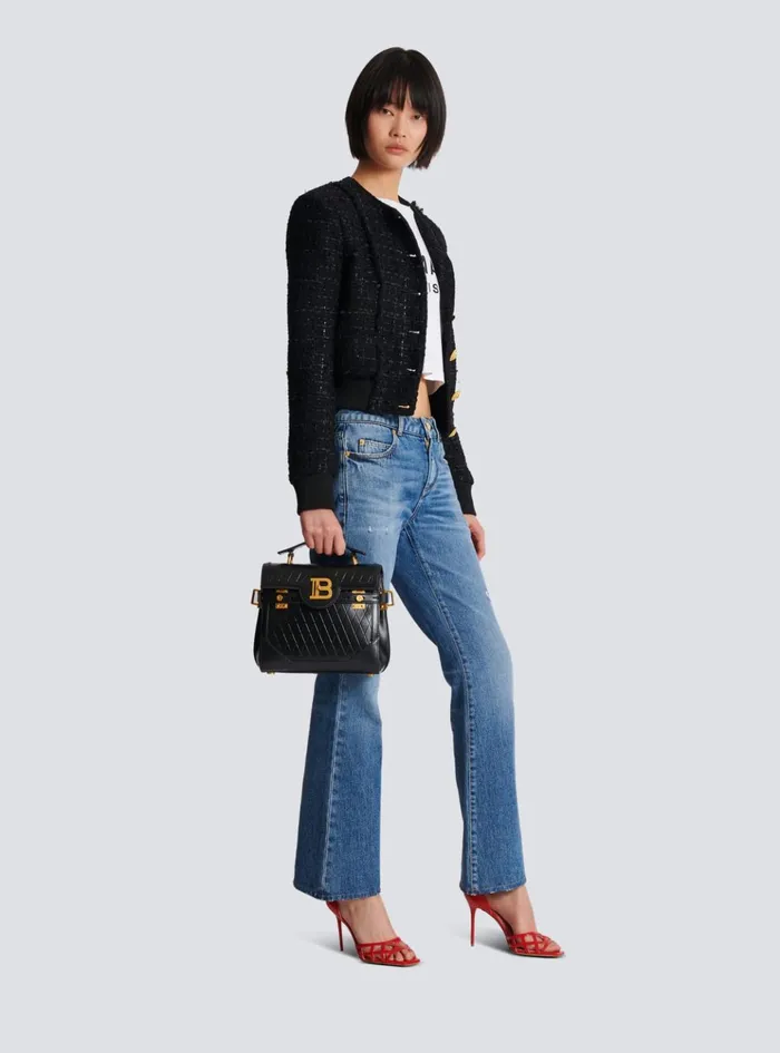 BBuzz 23 Bag In Diamondembossed Calfskin Black Women Balmain Handbags