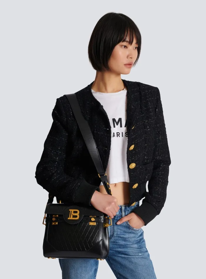 BBuzz 23 Bag In Diamondembossed Calfskin Black Women Balmain Handbags