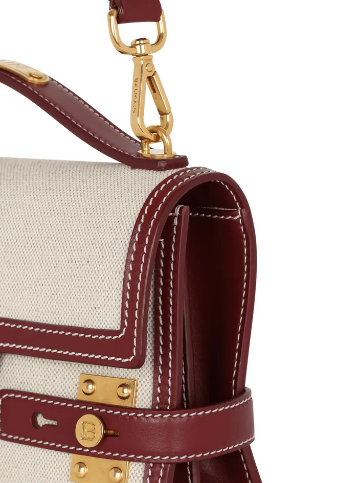 BBuzz 24 Canvas And Leather Bag Beige Women Balmain Handbags
