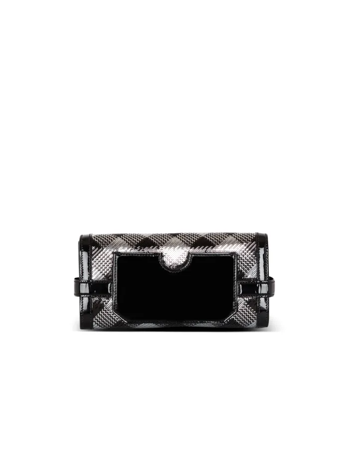 BBuzz Pouch 23 With Gingham Sequins And Patent Leather Black Women Balmain Clutches