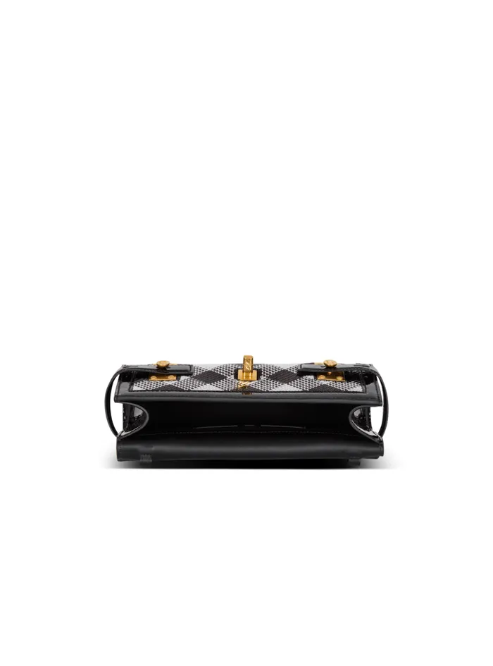 BBuzz Pouch 23 With Gingham Sequins And Patent Leather Black Women Balmain Clutches