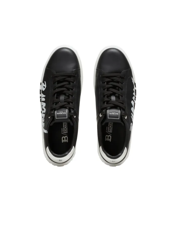 BCourt Printed Leather Sneakers Black Men Balmain Sneakers