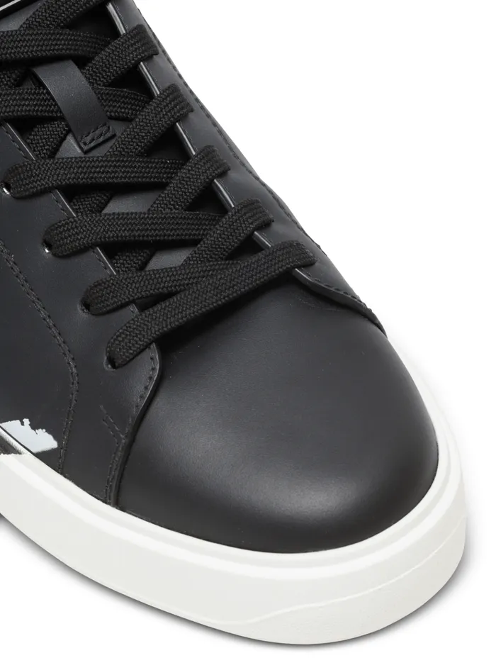 BCourt Printed Leather Sneakers Black Men Balmain Sneakers