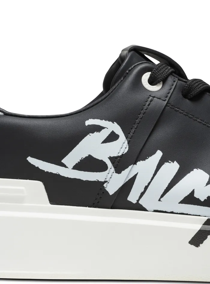 BCourt Printed Leather Sneakers Black Men Balmain Sneakers