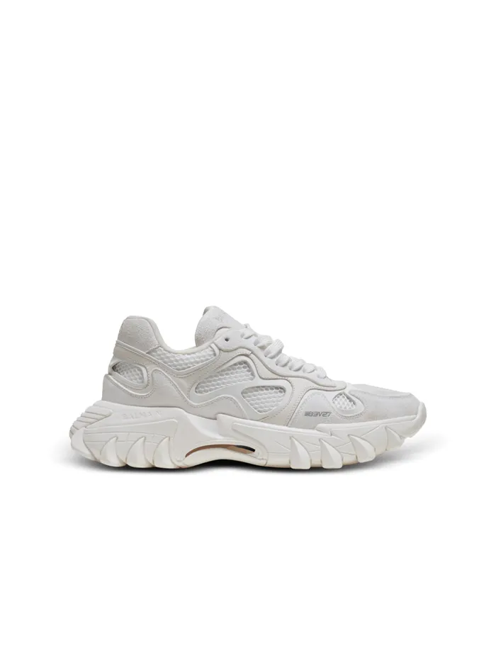BEast Sneakers In Leather Suede And Mesh White Men Balmain Sneakers