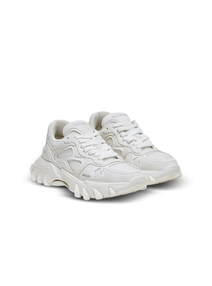 BEast Sneakers In Leather Suede And Mesh White Men Balmain Sneakers