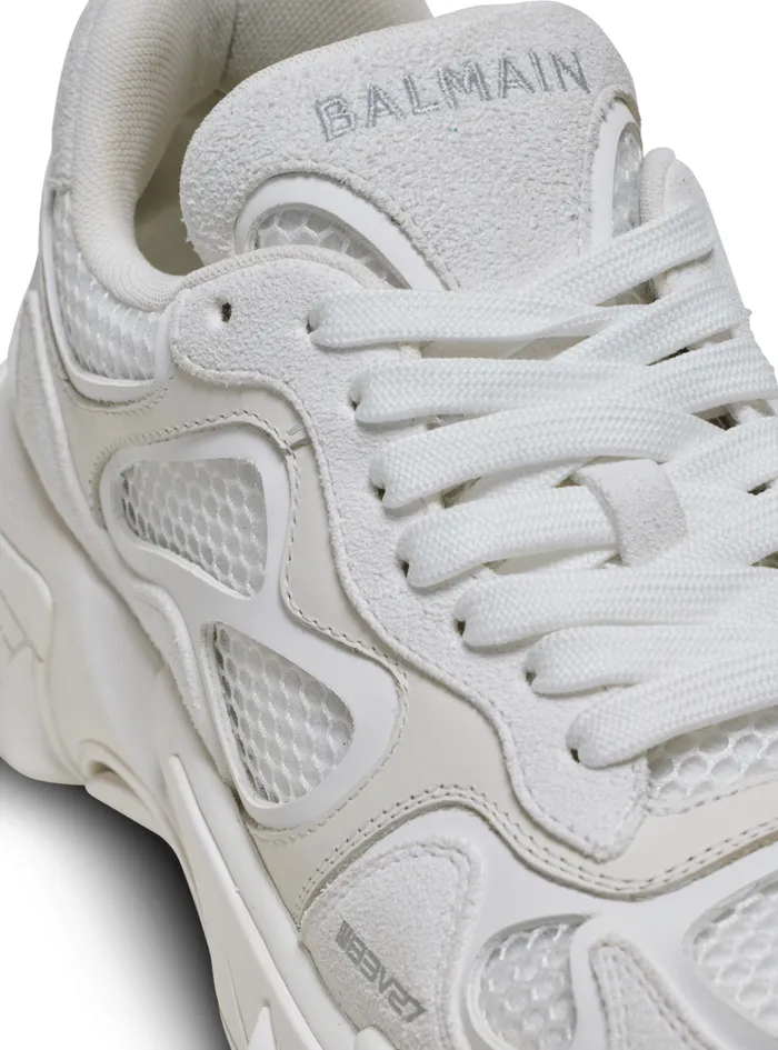 BEast Sneakers In Leather Suede And Mesh White Men Balmain Sneakers