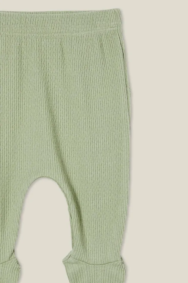 Baby Bottoms Cotton On Organic Newborn Pointelle Footed Legging Deep Sage