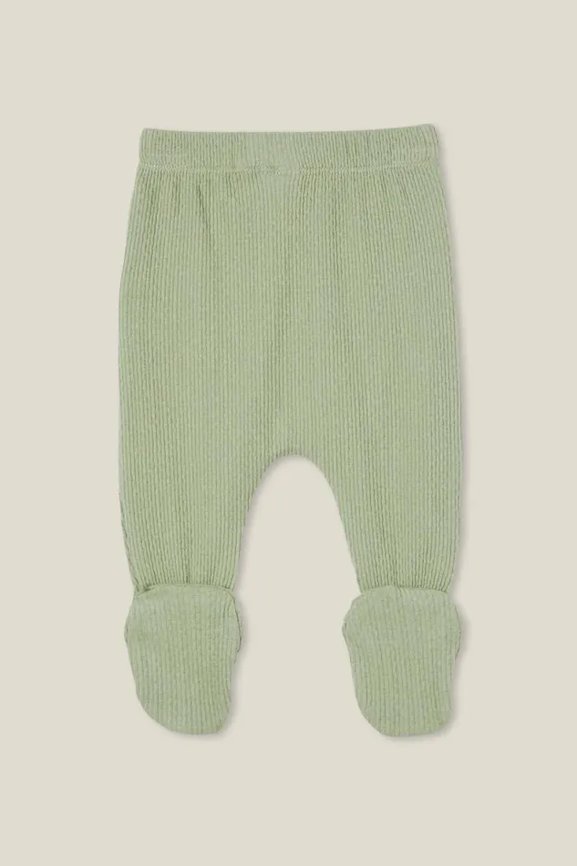 Baby Bottoms Cotton On Organic Newborn Pointelle Footed Legging Deep Sage