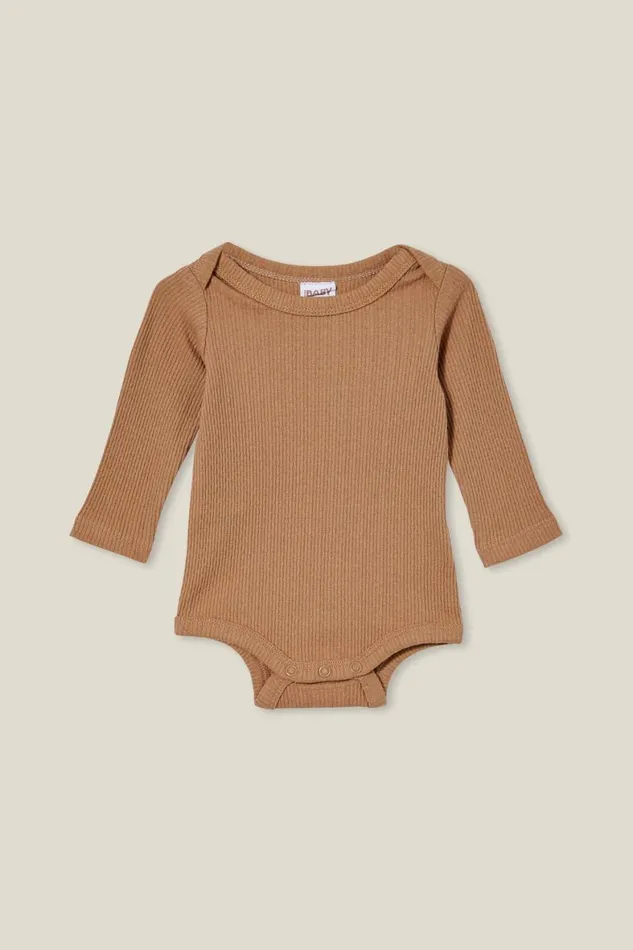 Baby Rompers and All In Ones Cotton On Organic Newborn Pointelle Long Sleeve Bubbysuit Taupy Brown Baby Rompers and All In Ones Cotton On Organic Newborn Pointelle Long Sleeve Bubbysuit Taupy Brown