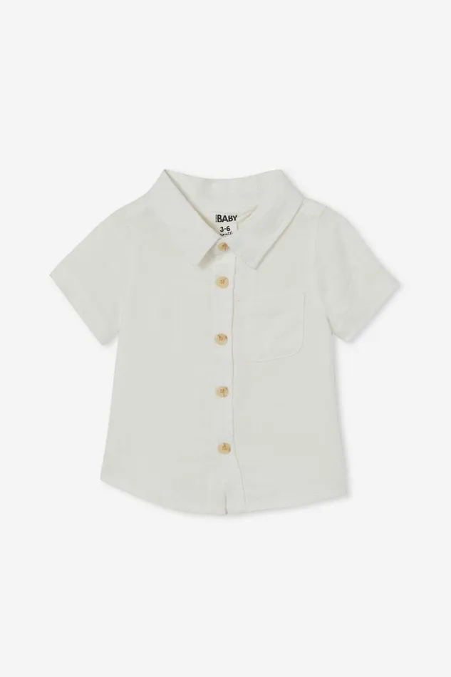 Baby Tops Jackets and Sweaters Cotton On Leonard Button Down Shirt Vanilla