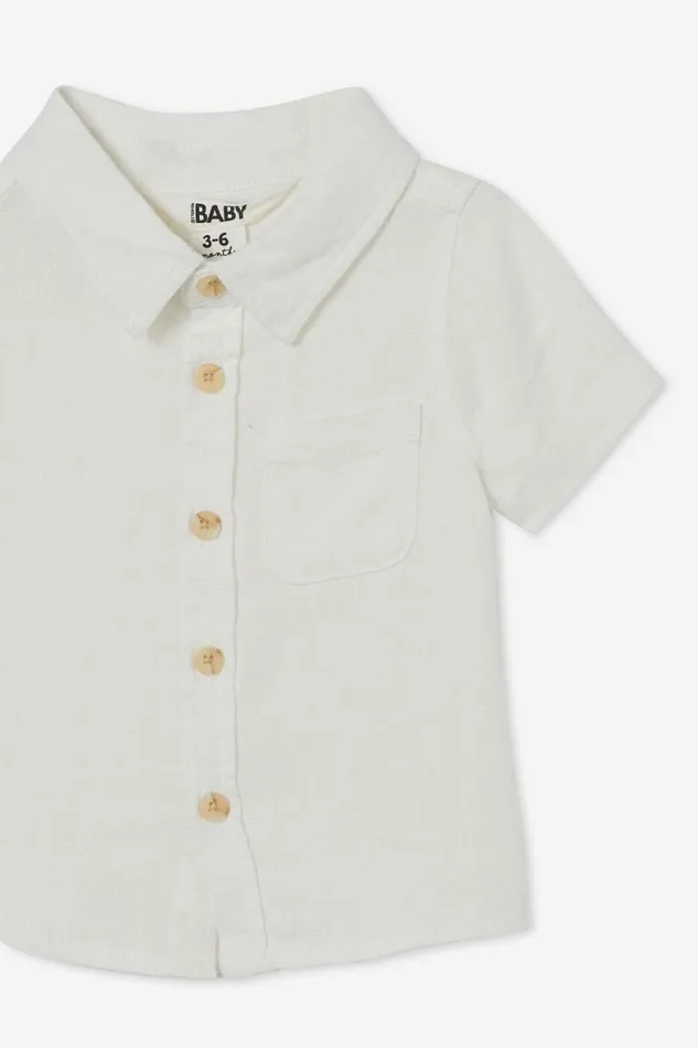 Baby Tops Jackets and Sweaters Cotton On Leonard Button Down Shirt Vanilla