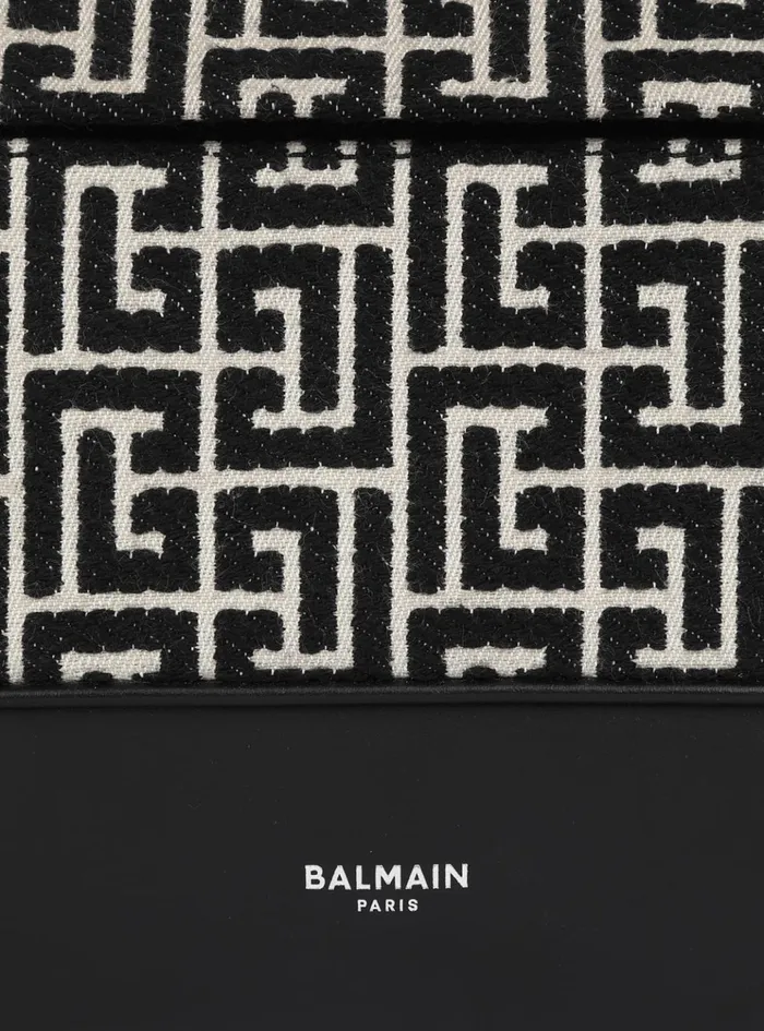 Backpack With Jacquard Monogram Black Men Balmain Bags And Backpacks
