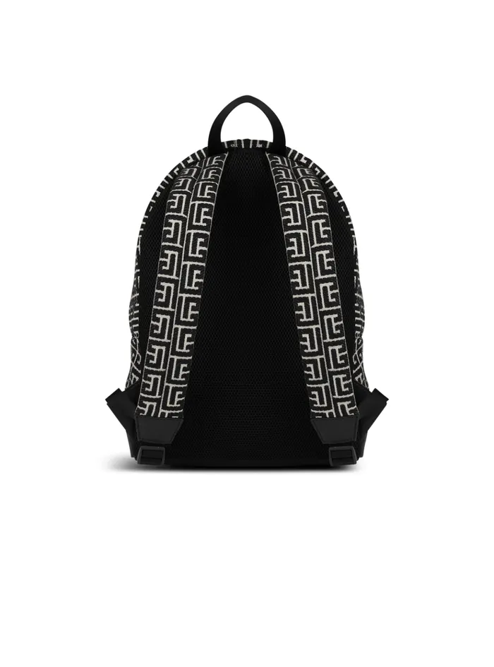 Backpack With Jacquard Monogram Black Men Balmain Bags And Backpacks