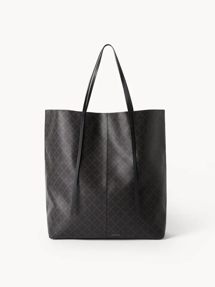 Bags Women By Malene Birger Abrille Printed Tote Bag Dark Chokolate